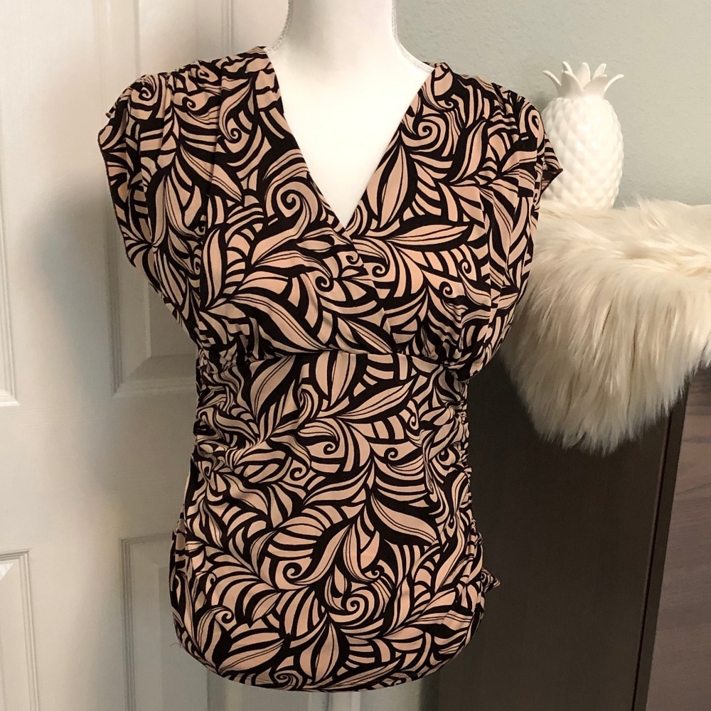 One West Cap-Sleeve Faux Wrap Top - Sz. L